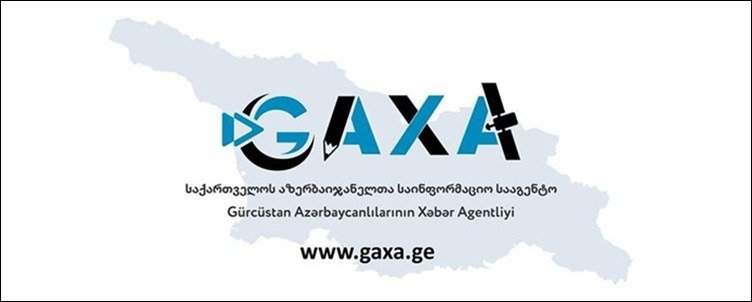 Logo of GAXA.GE with Georgian and Azerbaijani text indicating it is the Georgian-Azerbaijani Information Agency